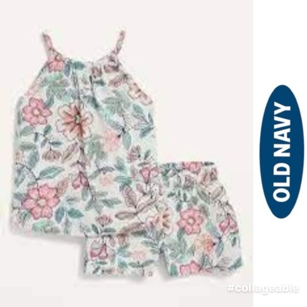 Old Navy | Printed Sleeveless Top & Shorts 2-Piece Set | Size 18-24 Months